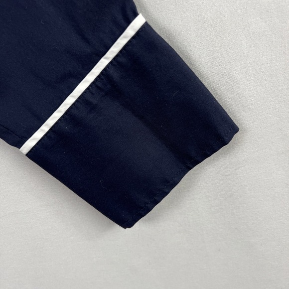 Ann Taylor Blouse Womens 14 Navy Blue Button Up Long Sleeve Capsule Wardrobe - Picture 2 of 13